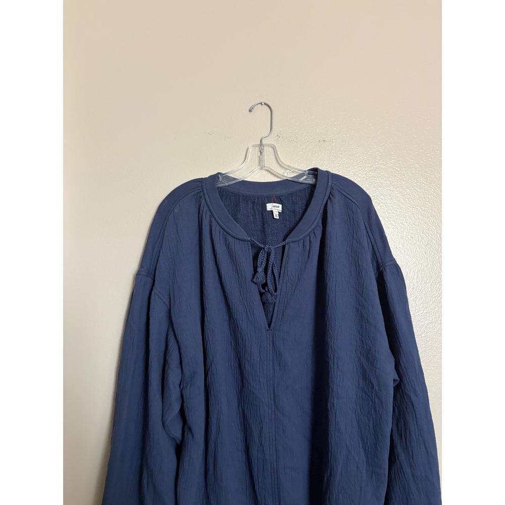 Aerie Women's Blue Textured Crinkle French Terry oversized Sweatshirt Large